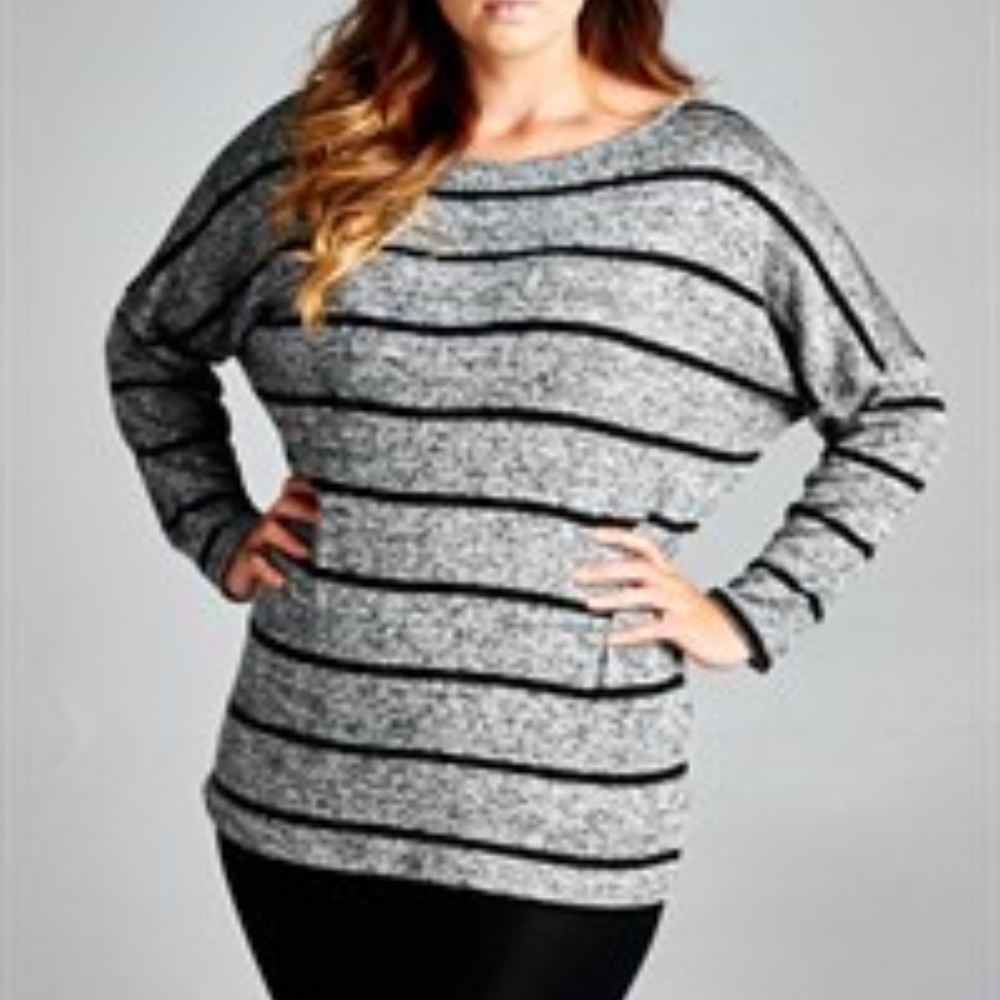 GRAY & BLACK STRIPED TOP